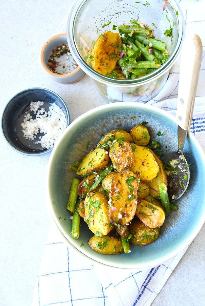 Röstkartoffel-Salat mit Bohnen